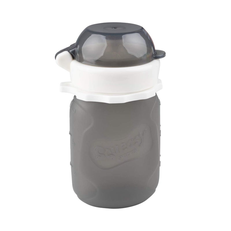 Squeasy Snacker Grey 3.5 oz Squeasy Snacker Spill Proof Silicone Reusable Food Pouch - for Both Soft Foods and Liquids - Water, Apple Sauce, Yogurt, Smoothies, Baby Food - Dishwasher Safe - Image 3